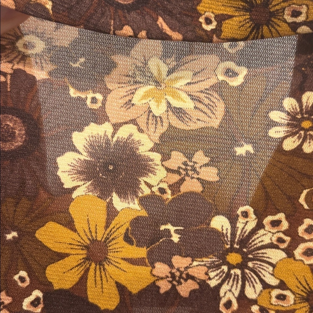 Wilfred Brown and Yellow Floral Button Down Shirt Size 2XS Arititzia - Picture 6 of 10